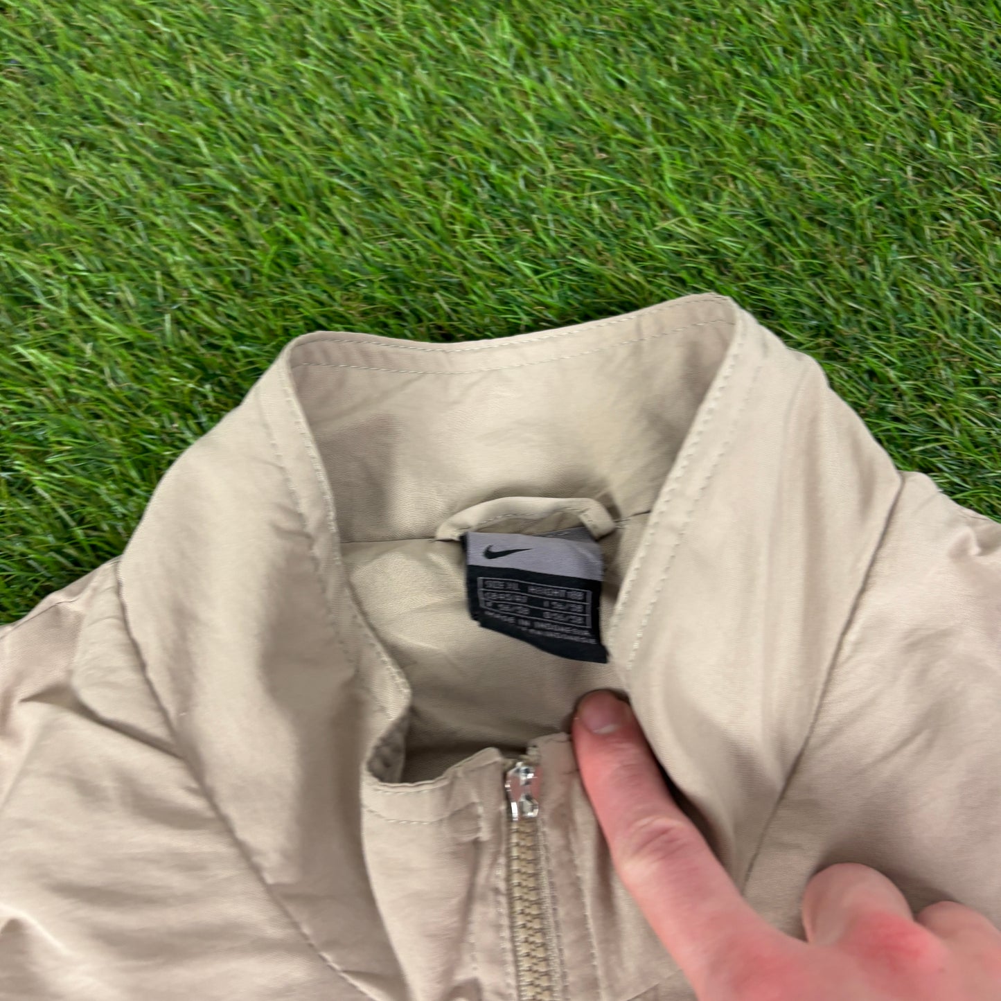 00s Nike Piping Windbreaker Tracksuit Set Jacket + Joggers Brown XL