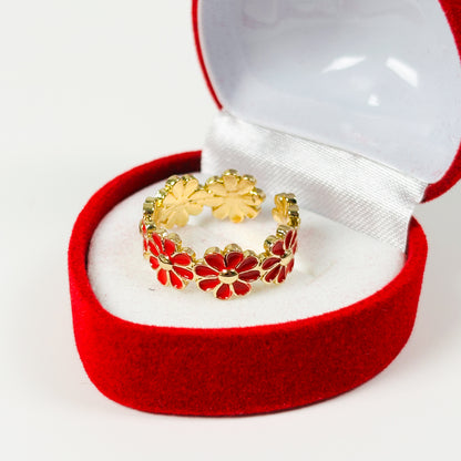 Flower Band Ring Gold