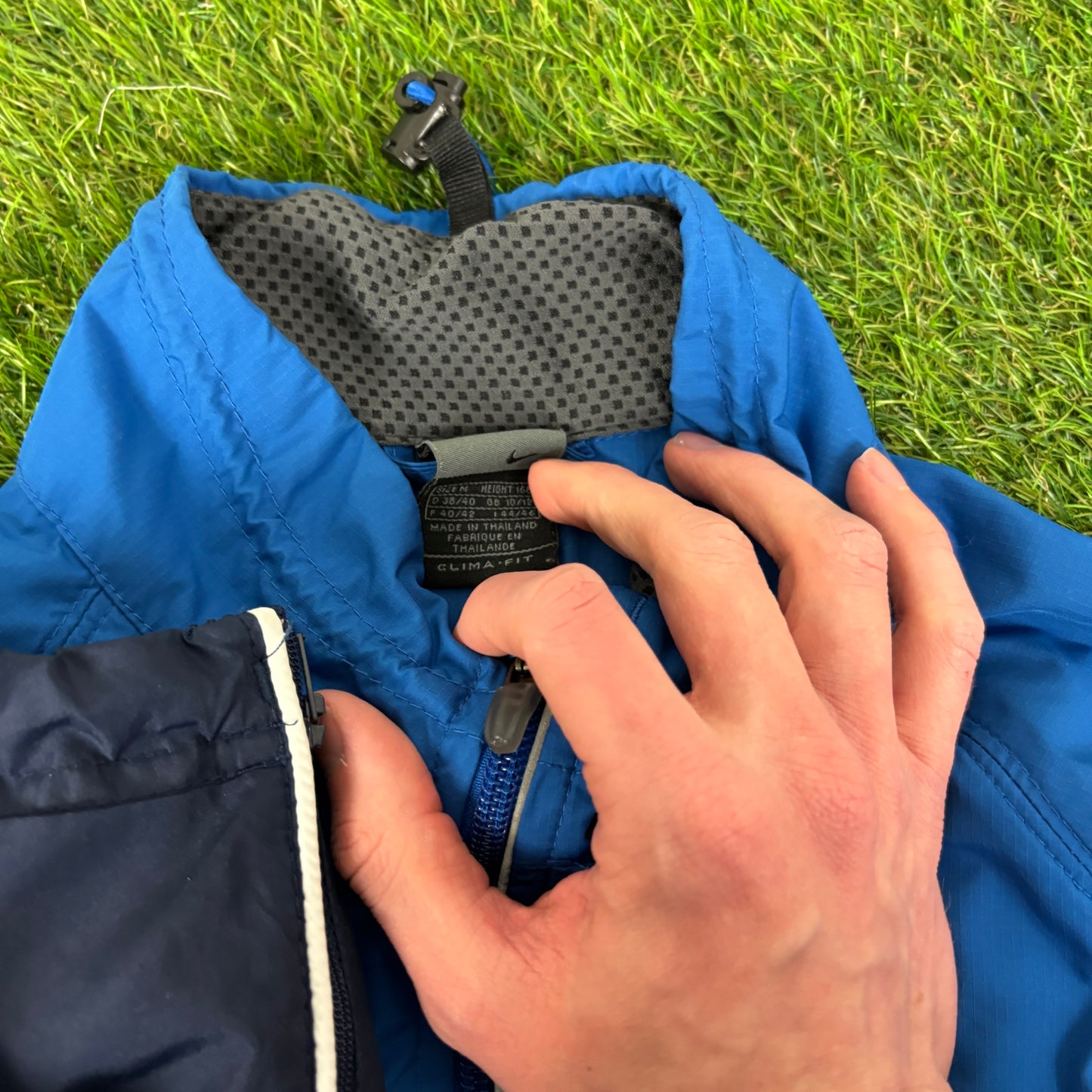 00s Nike Piping Windbreaker Jacket + Joggers Set Blue Medium