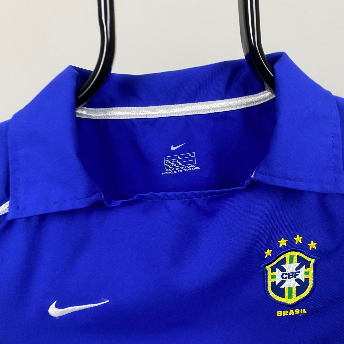 90s Nike Brazil Football Shirt T-Shirt Blue XS
