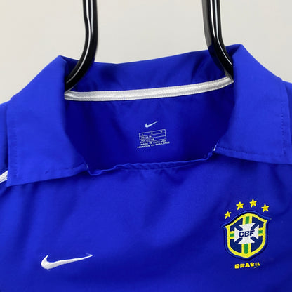 90s Nike Brazil Football Shirt T-Shirt Blue XS