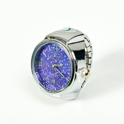 Adjustable Watch Ring Purple Sparkle