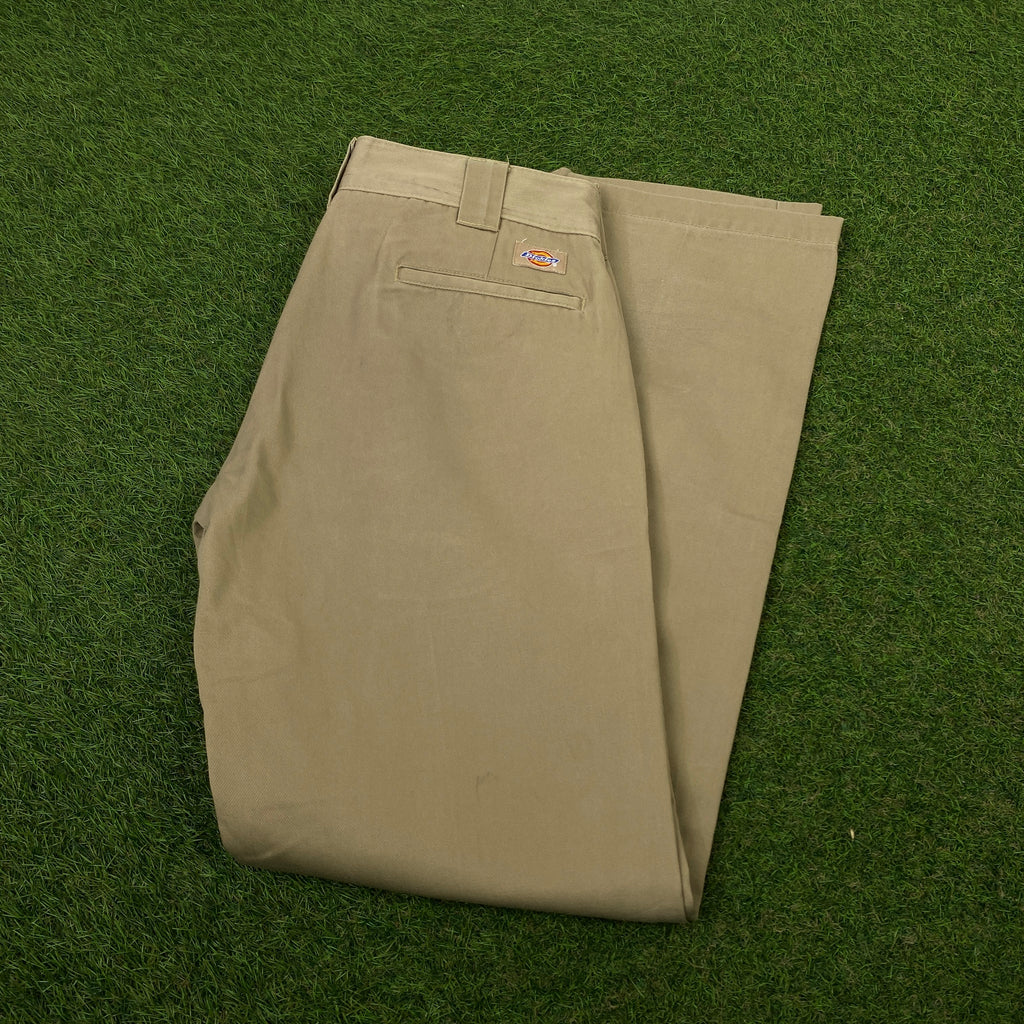 Retro Dickies Cargo Trousers Joggers Brown Small