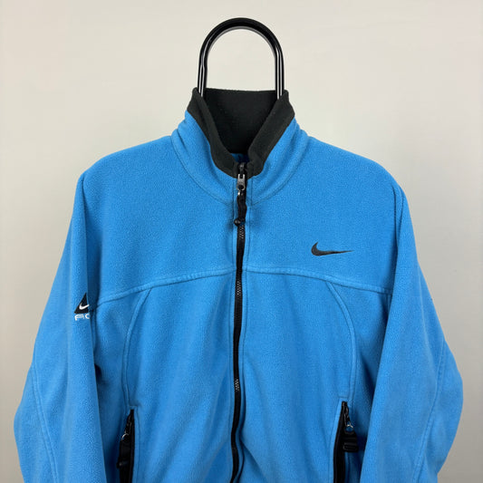 90s Nike ACG Zip Fleece Sweatshirt Blue Small