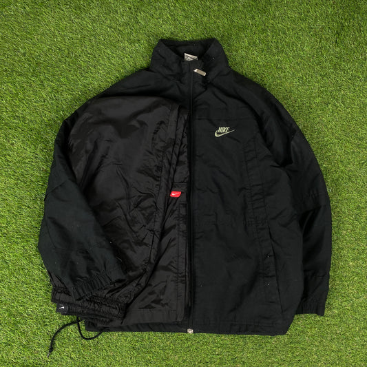 00s Nike Windbreaker Jacket + Joggers Set Black Small