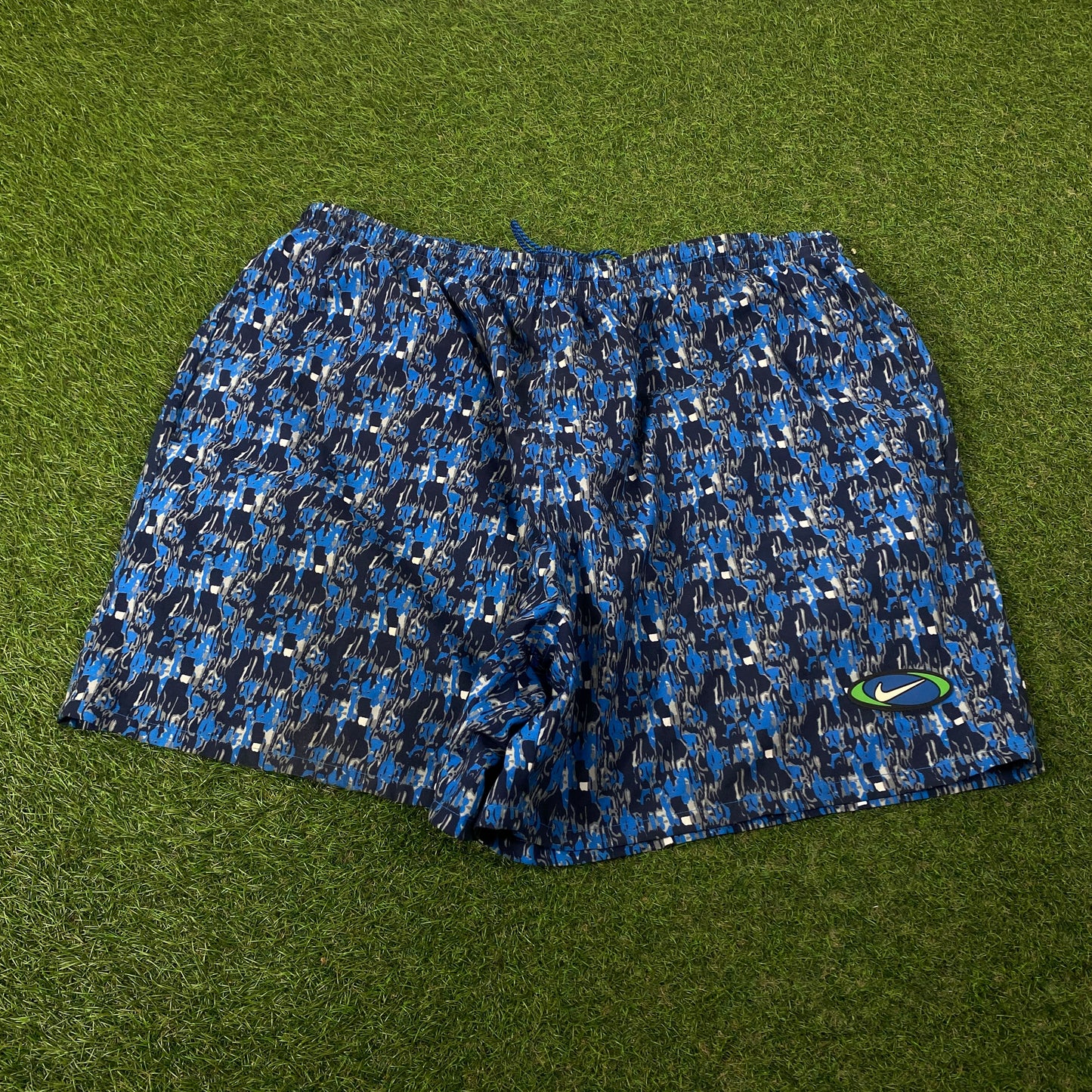 90s Nike Wavey Shorts Blue XL