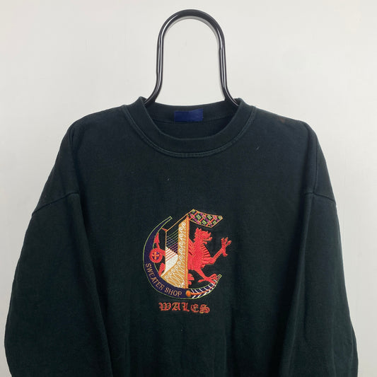 Retro The Sweater Shop Wales Sweatshirt Black Large