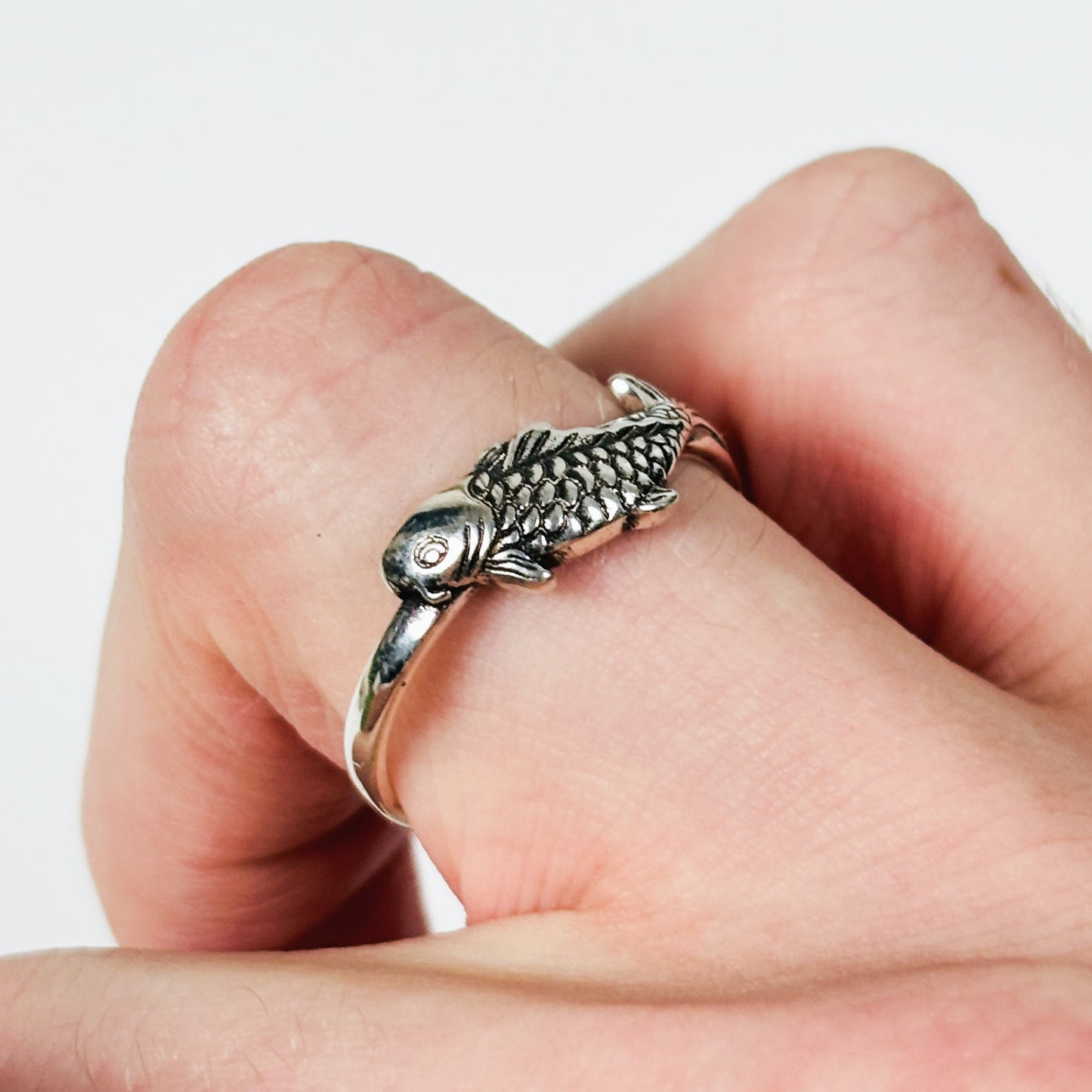 Koi Carp Ring Adjustable Silver