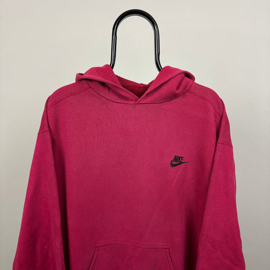 90s Nike Heavyweight Hoodie Red Medium