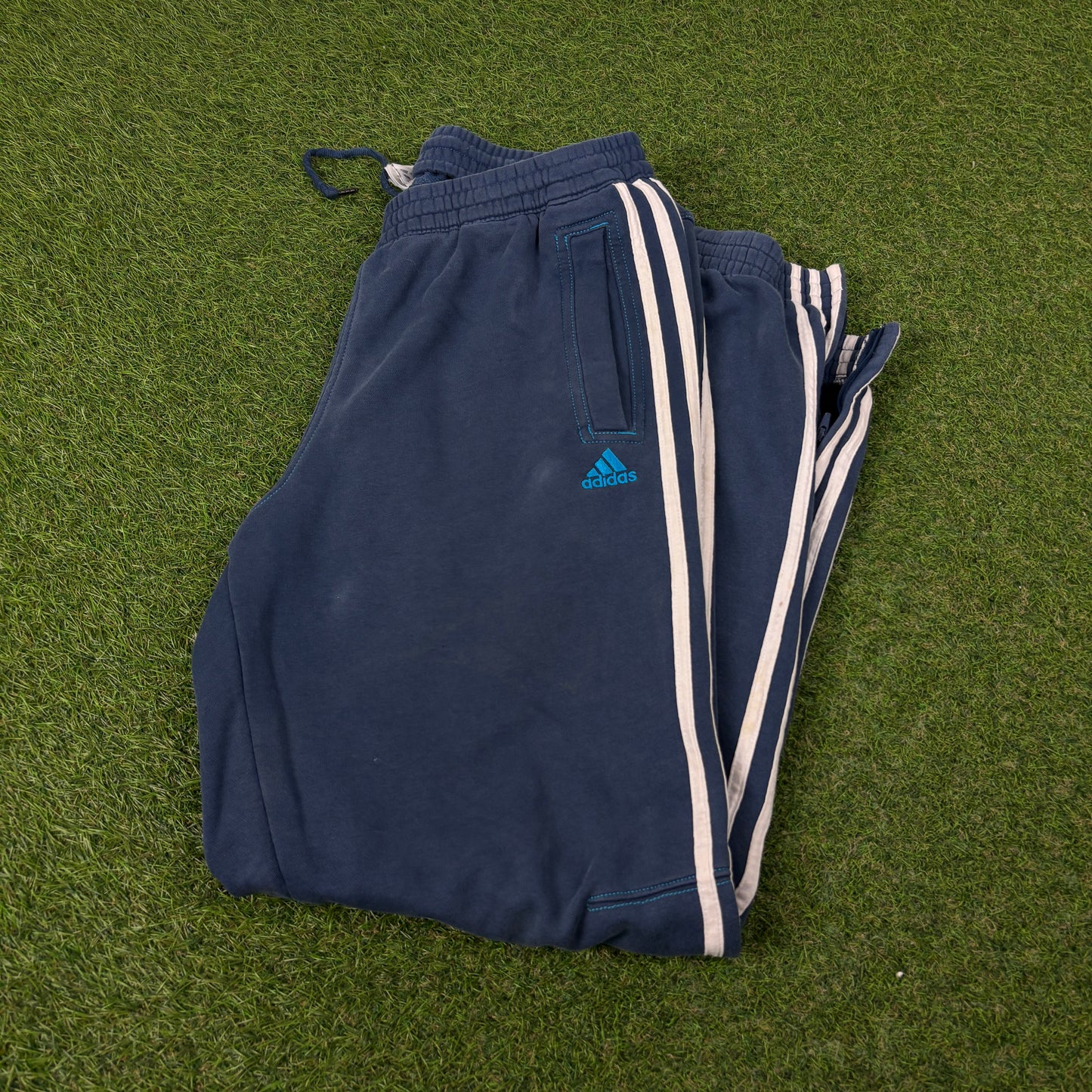00s Adidas Cotton Joggers Blue XL