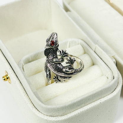 Adjustable Lizard Ring Silver