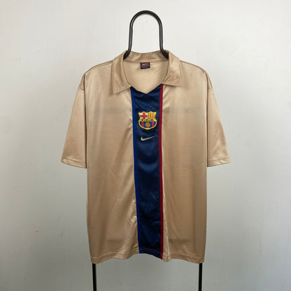 90s Nike Barcelona Football Shirt T-Shirt Gold XL