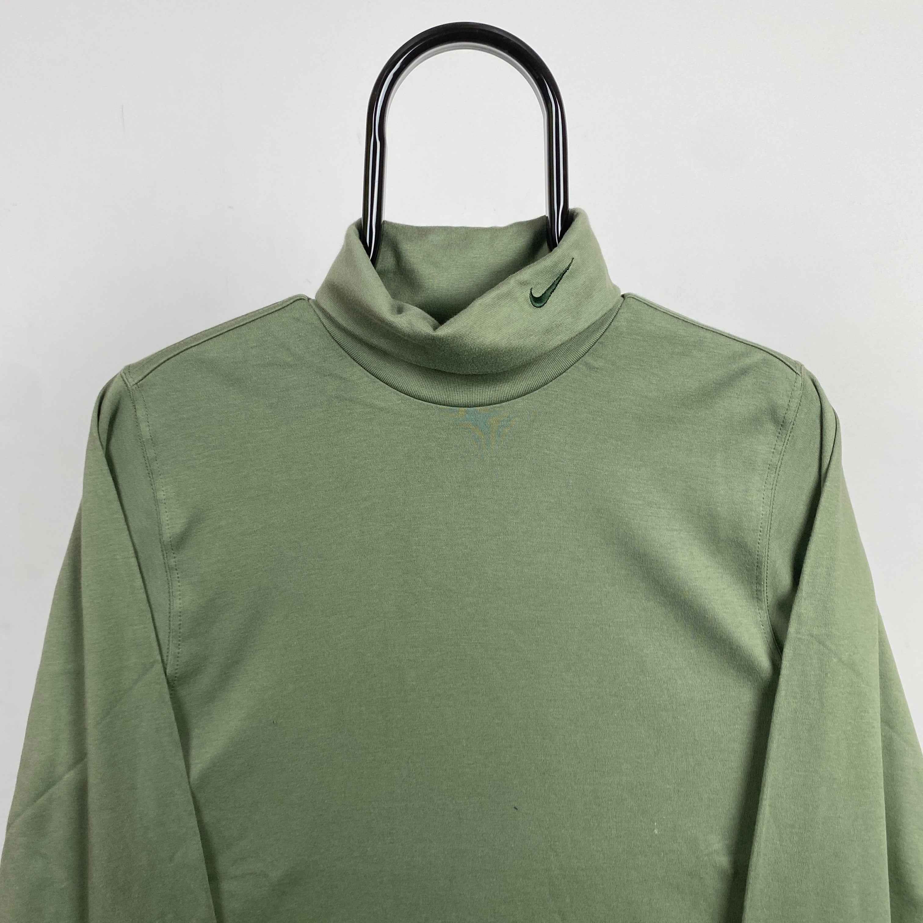 00s Nike Roll Neck Sweatshirt Green XS