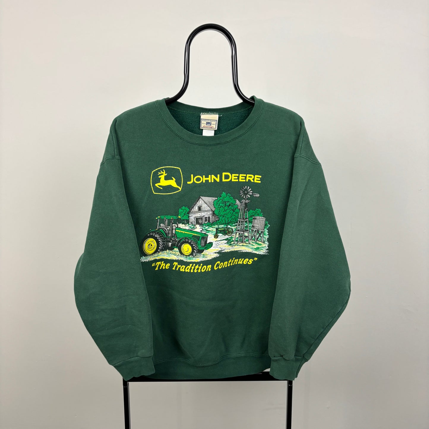 90s Lee John Deere Tractor Sweatshirt Green Large