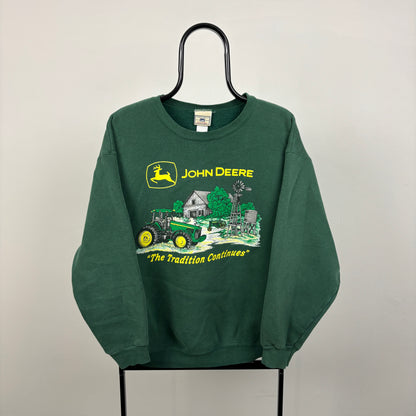 90s Lee John Deere Tractor Sweatshirt Green Large