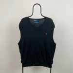 Retro Polo Ralph Lauren Sweater Vest Sweatshirt Black XXL