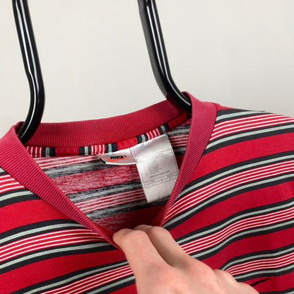 90s Nike Striped T-Shirt Red XL