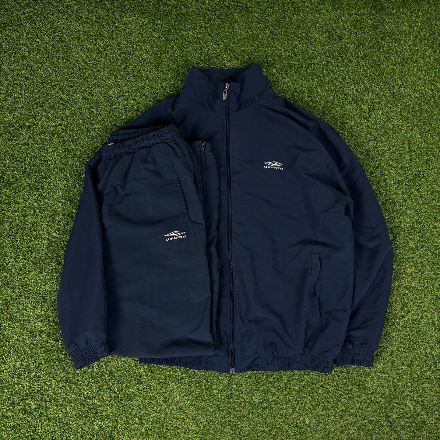 00s Umbro Windbreaker Jacket + Joggers Set Blue Medium