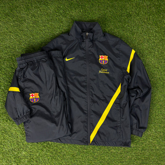00s Nike Barcelona Windbreaker Jacket + Joggers Tracksuit Set Grey XS