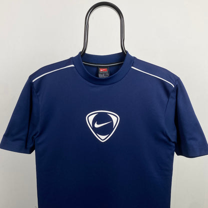 00s Nike Football Shirt T-Shirt Blue Small