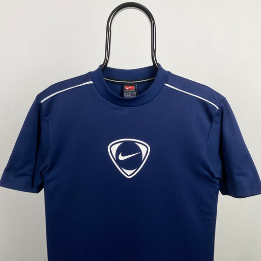 00s Nike Football Shirt T-Shirt Blue Small