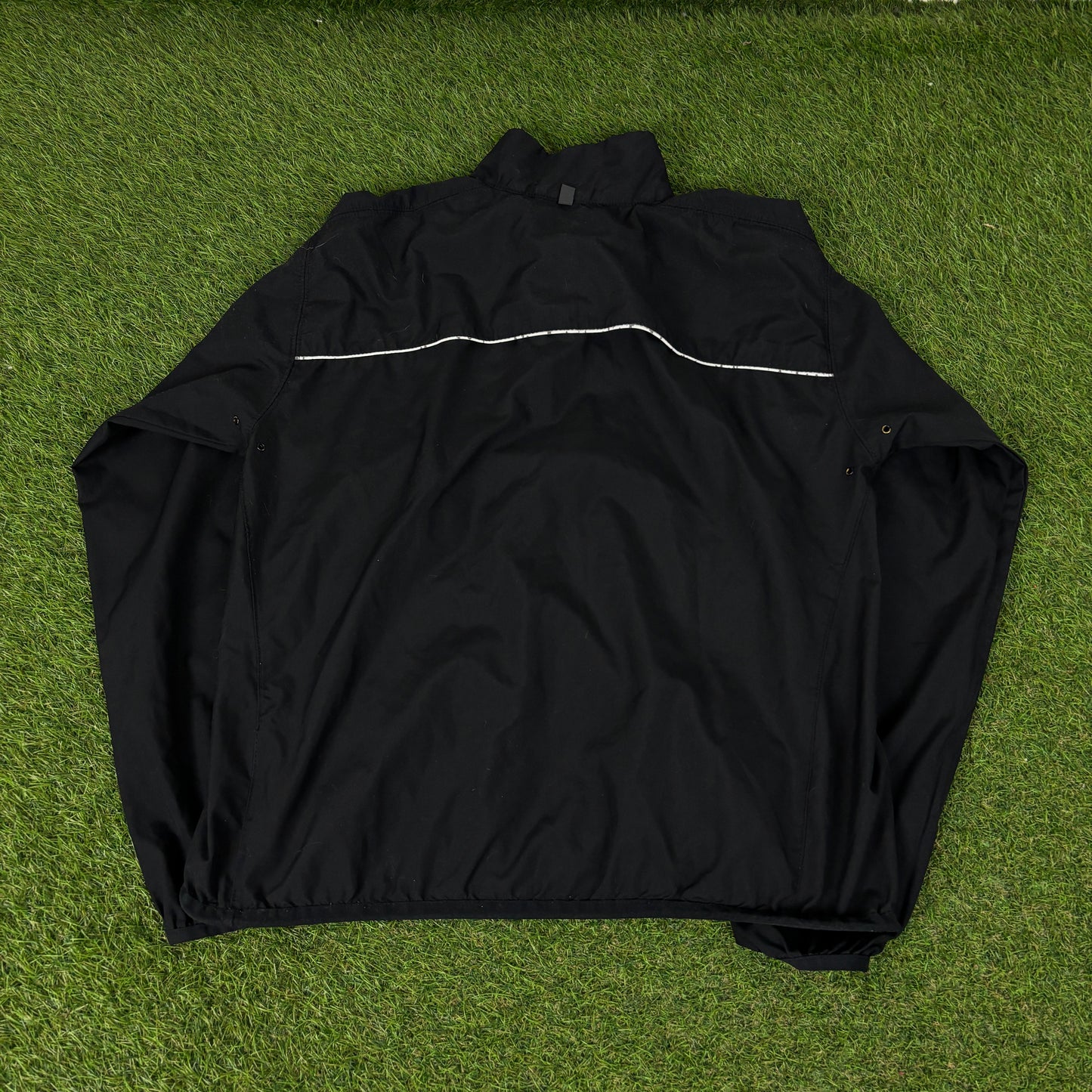 00s Nike Reflective Windbreaker Jacket + Joggers Set Black Medium