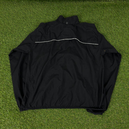 00s Nike Reflective Windbreaker Jacket + Joggers Set Black Medium