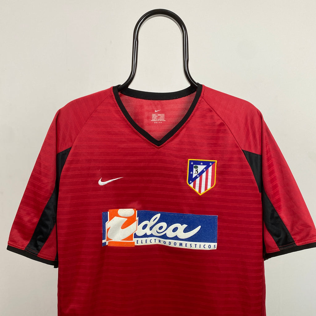 90s Nike Athletico Madrid Football Shirt T-Shirt Red Large