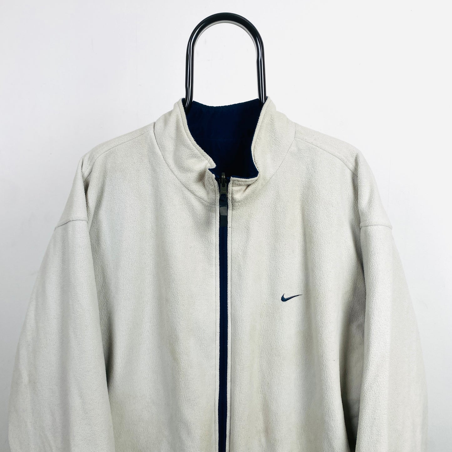 00s Nike Golf Reversible Fleece Coat Jacket Blue Brown XL