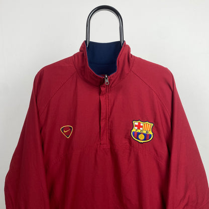 00s Nike Barcelona Reversible Fleece Coat Jacket Red Blue XL