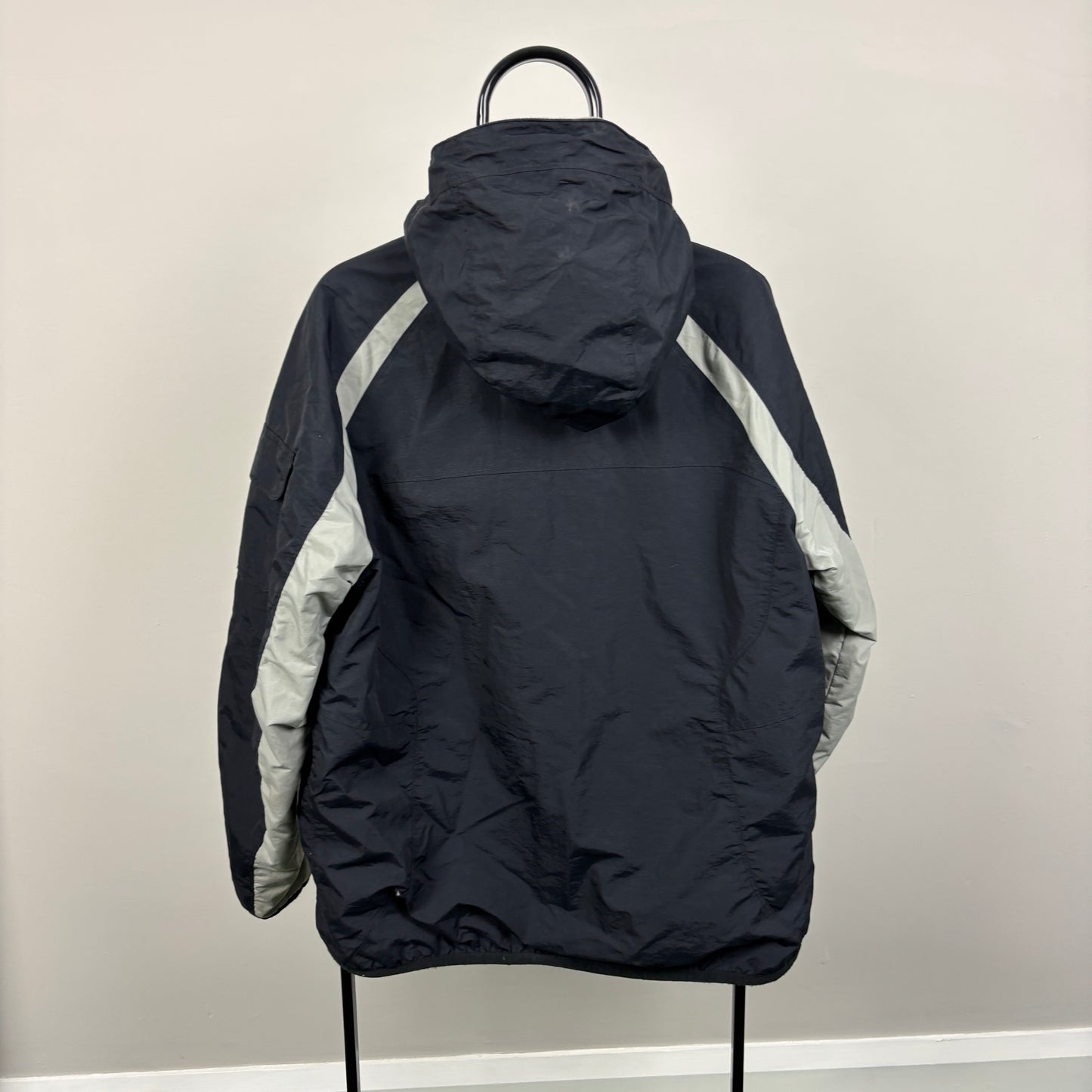 00s Nike Reversible Fleece Coat Jacket Black Grey Medium