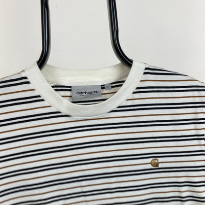 Retro Carhartt Striped T-Shirt Brown Small