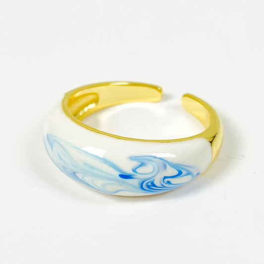 Vintage Enamel Dome Ring Gold