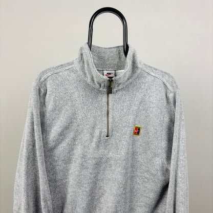 90s Nike Court Towelling 1/4 Zip Sweatshirt Grey Large