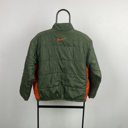 90s Nike Reversible Puffer Jacket Green Large