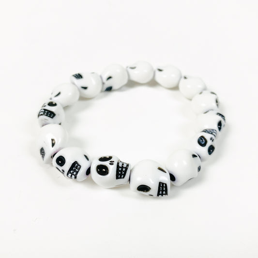 Retro Skull Bracelet White