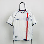 Retro Umbro England Football Shirt T-Shirt White Medium