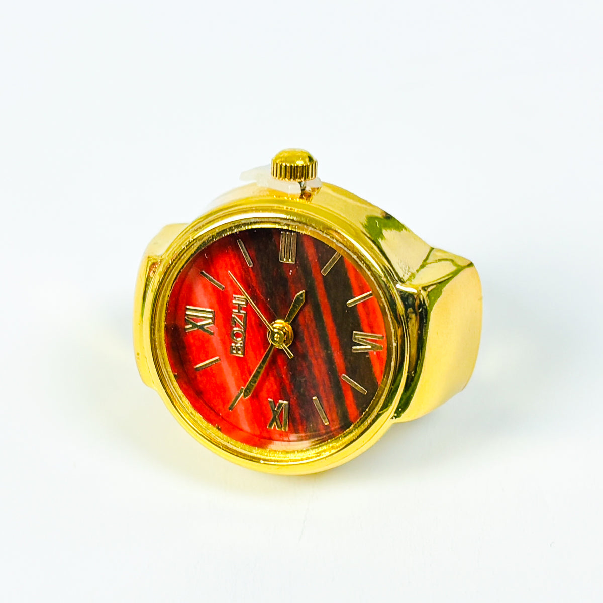 Retro Adjustable Watch Ring Gold Red
