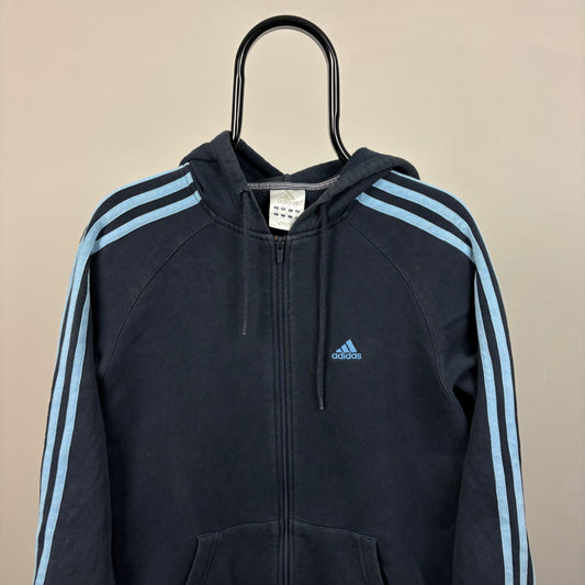 00s Adidas Zip Hoodie Blue Small