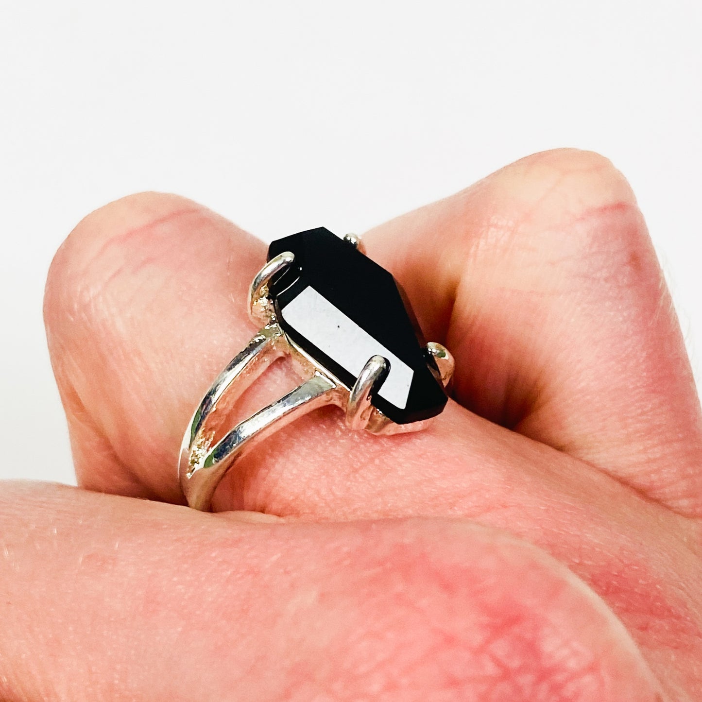 Vintage Garnet Band Ring Silver