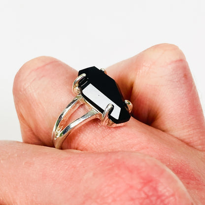 Vintage Garnet Band Ring Silver