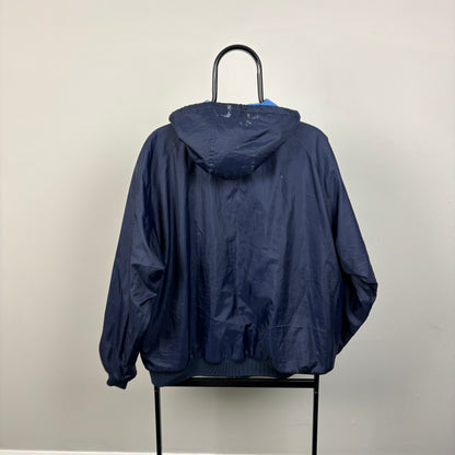 90s Nike Reversible Fleece Coat Jacket Blue Large