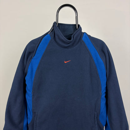 90s Nike Reversible Sidewinder Fleece Coat Jacket Blue Small