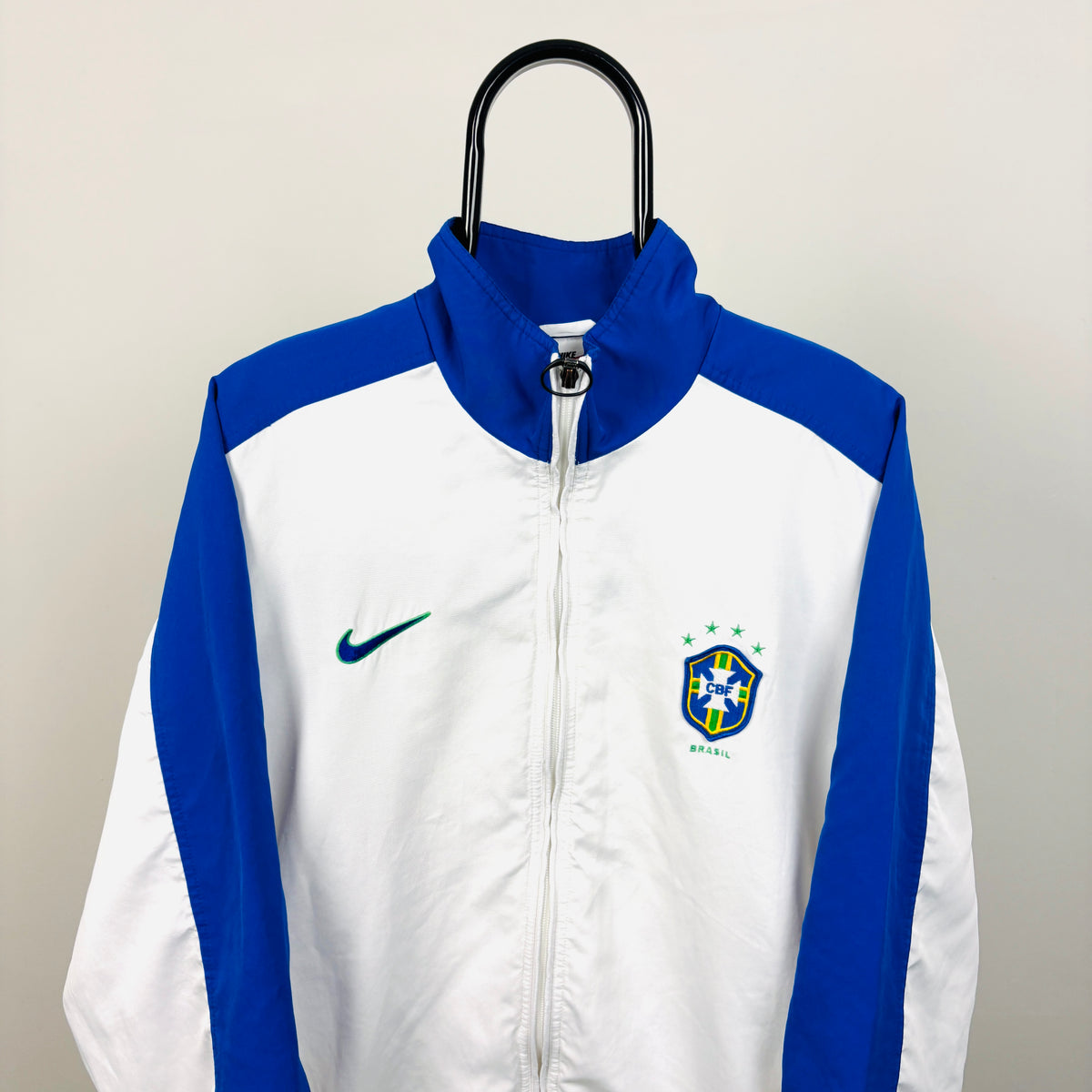 90s Nike Brazil Windbreaker Jacket White Medium