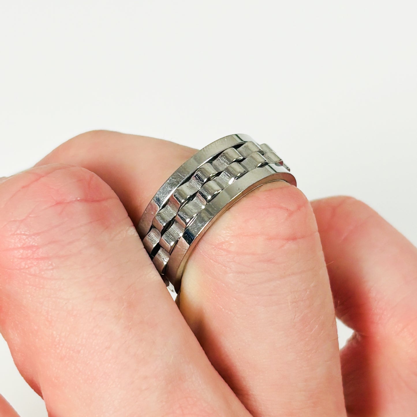 Cog Chain Spinner Ring Silver