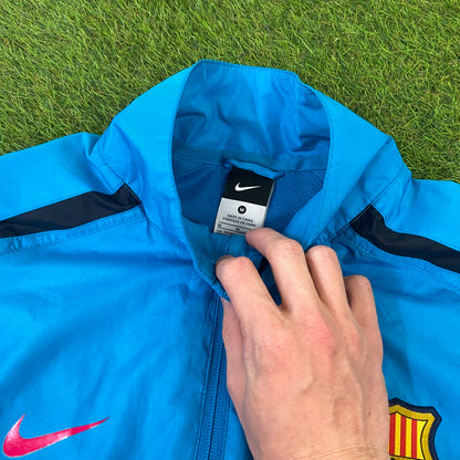 00s Nike Barcelona Piping Windbreaker Jacket + Joggers Set Blue Medium