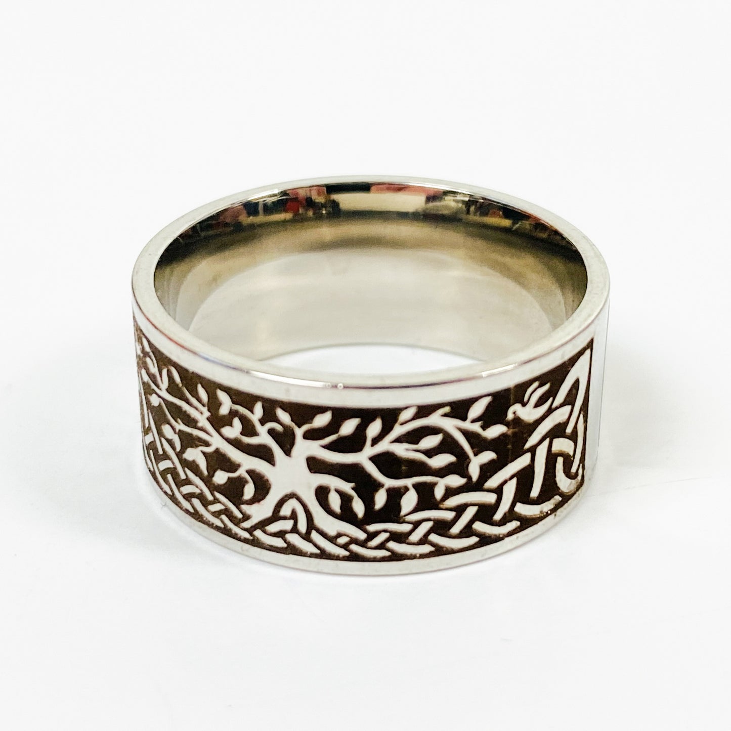 Retro Vintage Tree Band Ring Silver