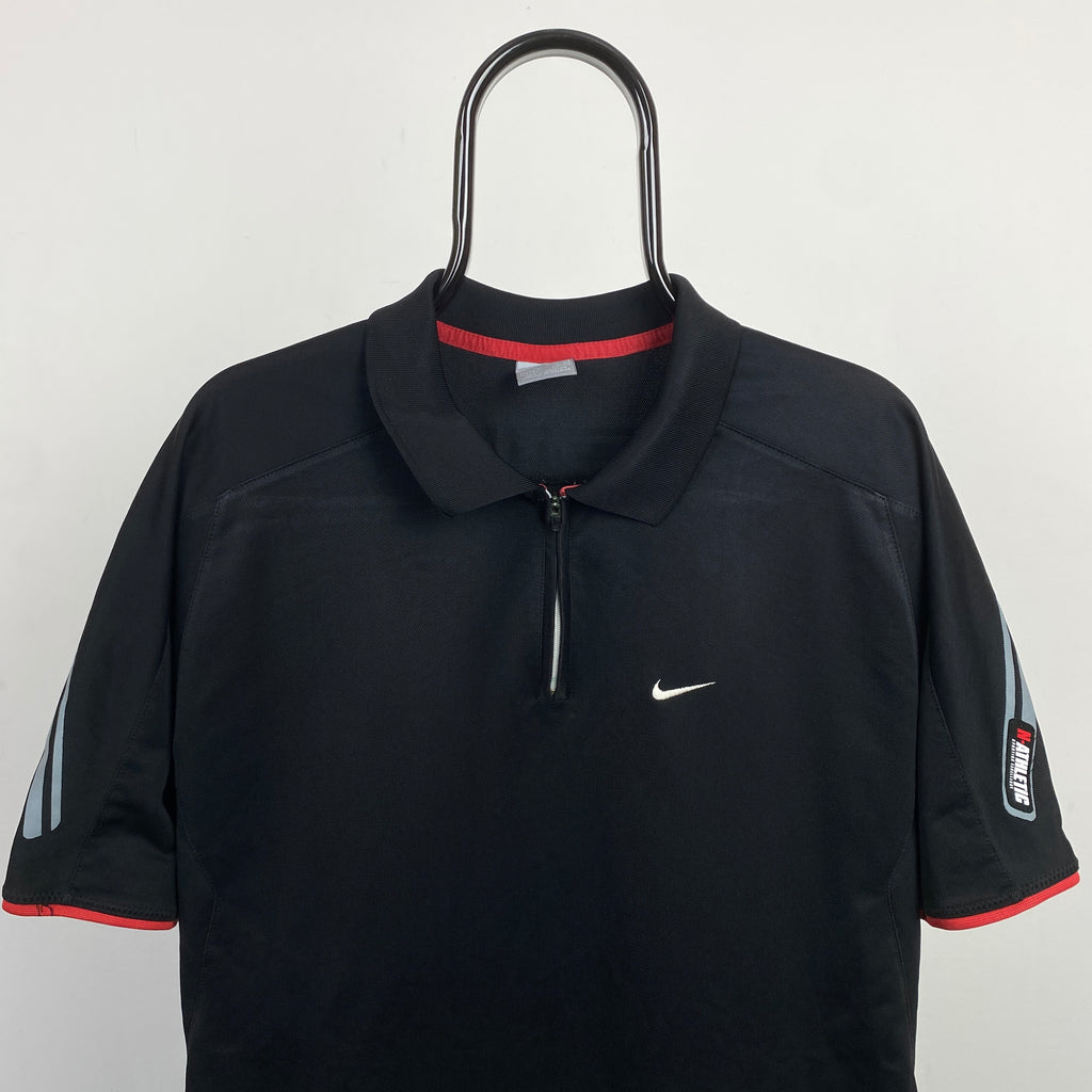 90s Nike Dri-Fit Polo Shirt T-Shirt Black XL
