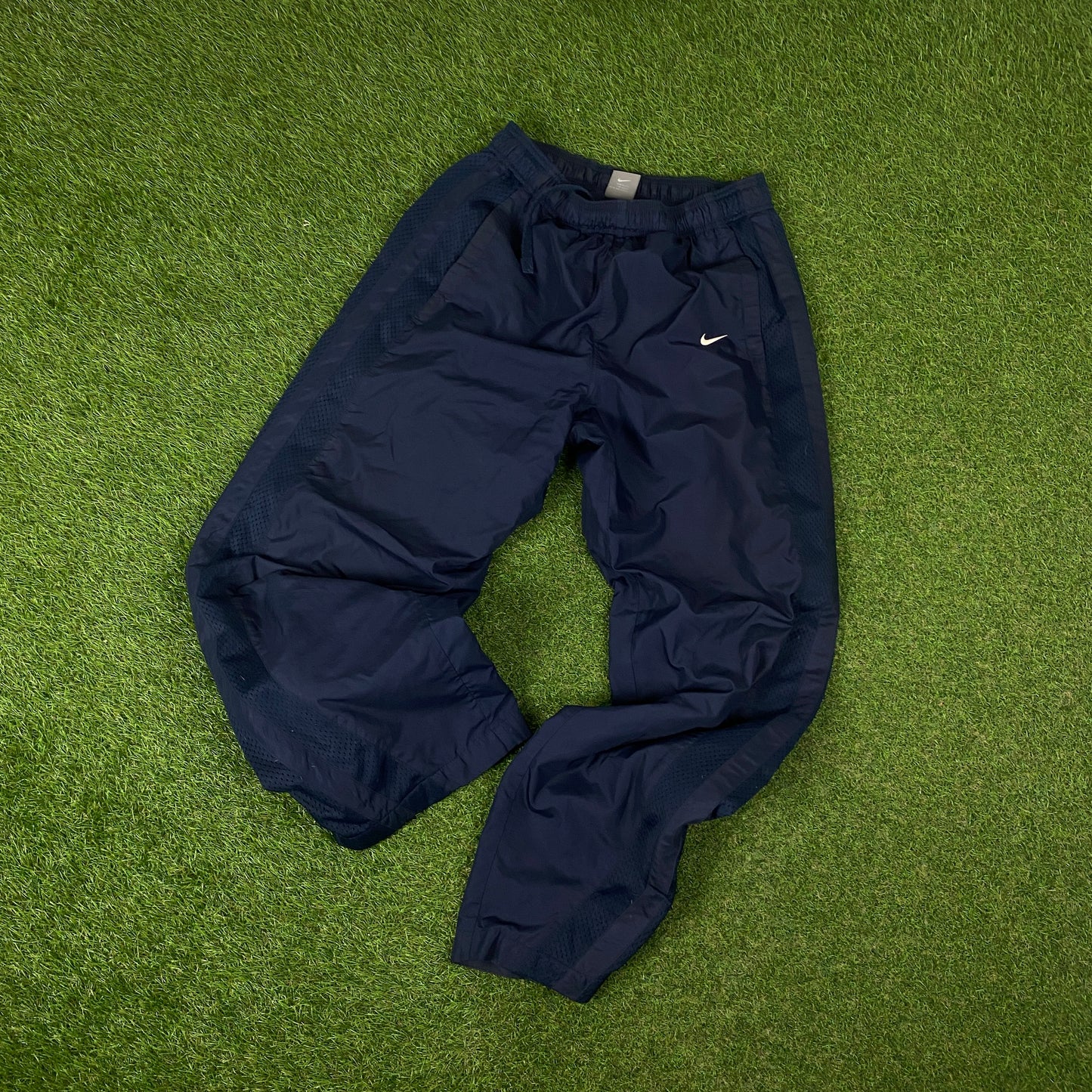 90s Nike Piping Windbreaker Tracksuit Set Jacket + Joggers Blue XL