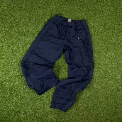 90s Nike Piping Windbreaker Tracksuit Set Jacket + Joggers Blue XL